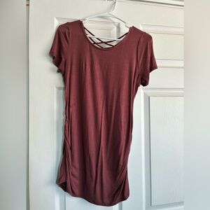Women's Burgundy Maternity Crisscross Top